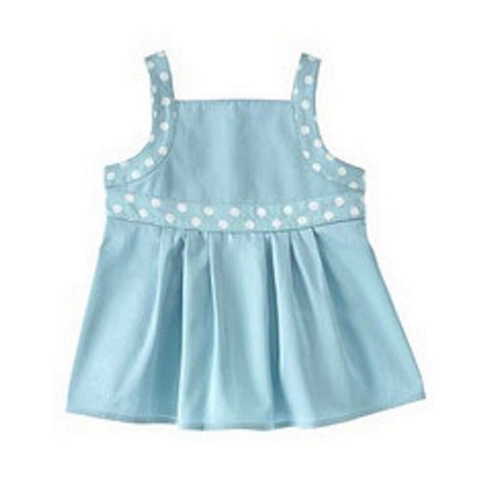NEW Gymboree girls shirt 4 tank top light blue white polka dot ice cream social